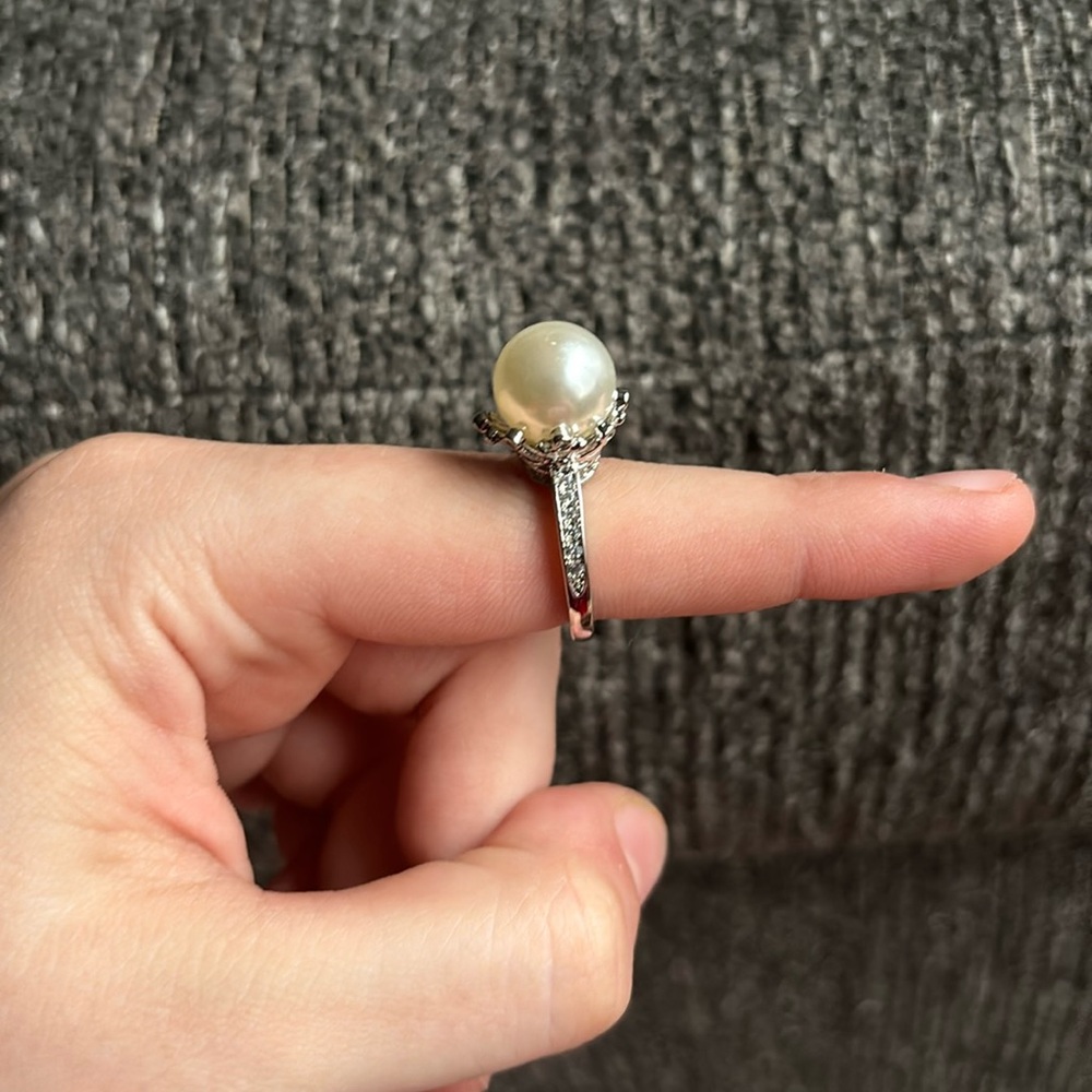 pearl silver ring